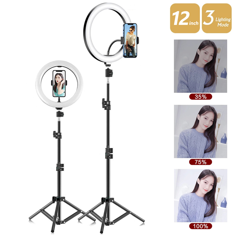 Photography Umbrella Lighting Kit - LED Round Lamps Dimmable Ring Light