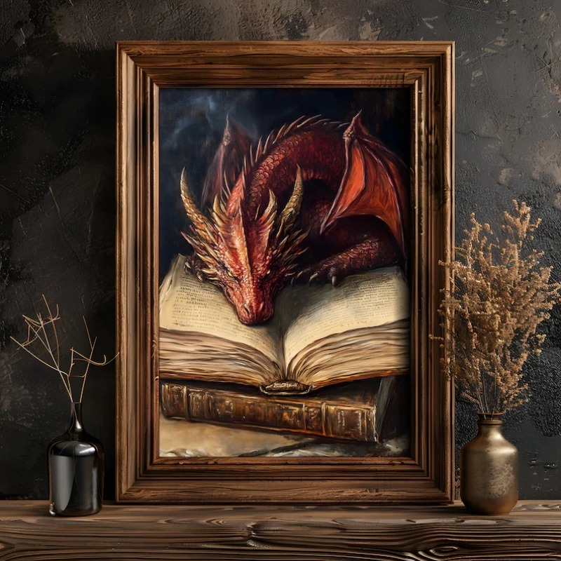 Large Dragon Reading Book Post - огляд і ціна Photography Night