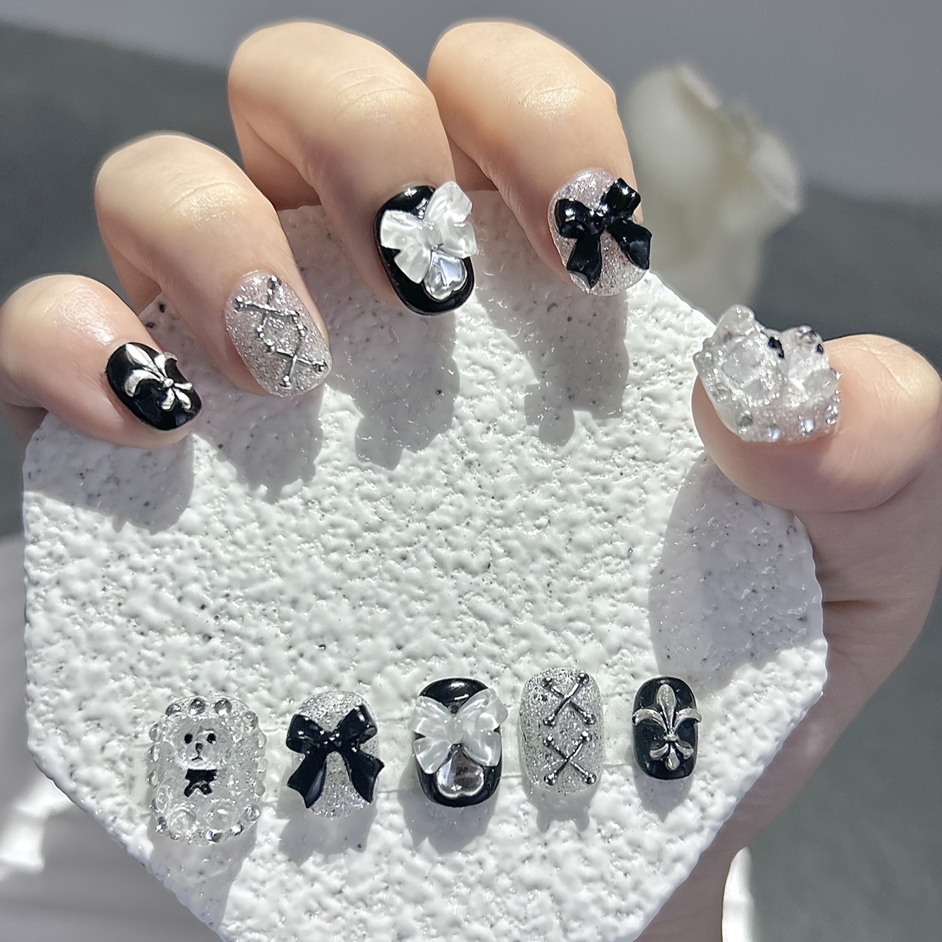 10 PCS Sheer Lace Bear Nail Ar - огляд і ціна Photography Night
