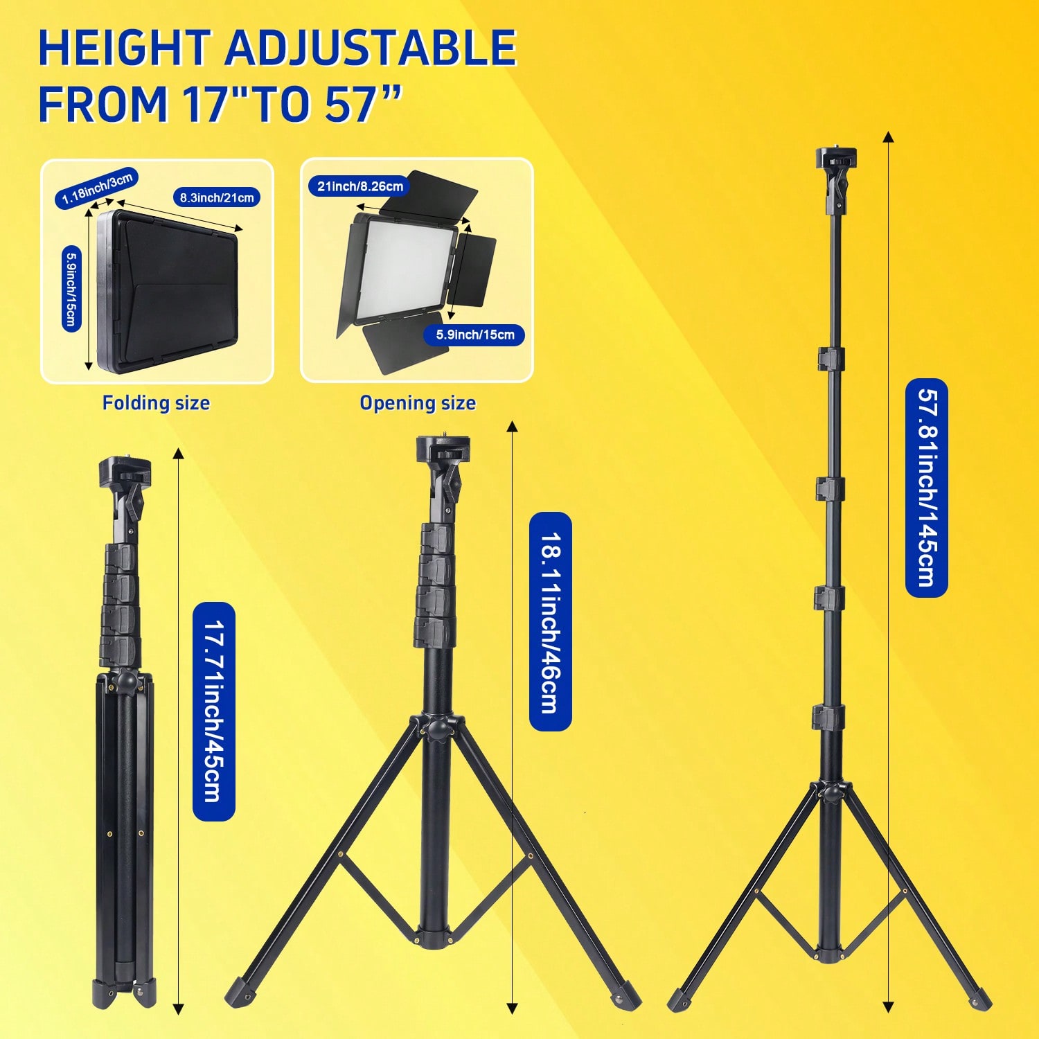 145cm Adjustable Tripod LED Sq - огляд і ціна Photography Zooming
